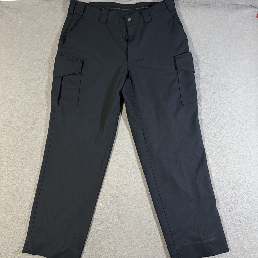 Blauer Pants Mens 36 Blue Cargo Pockets Polyester‎ Trousers Uniform Raw Hem